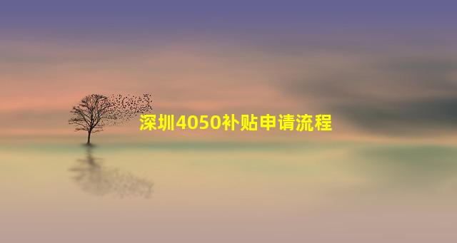 深圳4050补贴申请流程